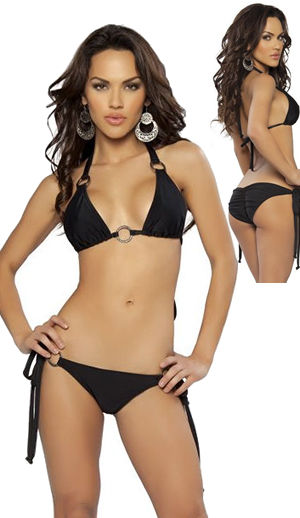 ダンス衣装 LJV2120 Pucker-BackTie-Side Bikini Set with Metal Rings