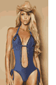輸入水着 LJV9017 Pucker-Back Monokini with Eyelet and Bead Trim