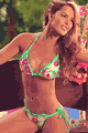 輸入水着 LPHT40498 Floral Print Raffle Top and Tie Side Scrunch Bottom