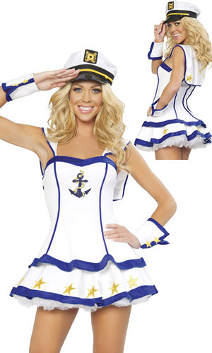 コスチューム LRB4284-4151 4pc Sailor Captain Costume with Petticoat