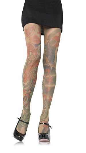 輸入下着 LLA7510 Opaque Tattoo Print Pantyhose