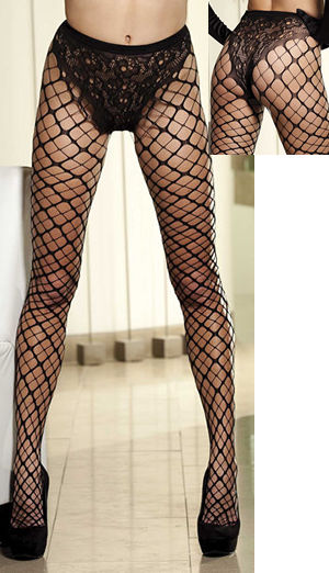 ファッションストッキング LSH90239 Big Open Cubed Diamond Fishnet Pantyhose