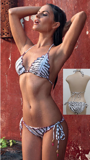 輸入水着 LPQMARBT21001-BF3101 Marbella Triangle Top and Full Tie Bottom with Lettuce Edge