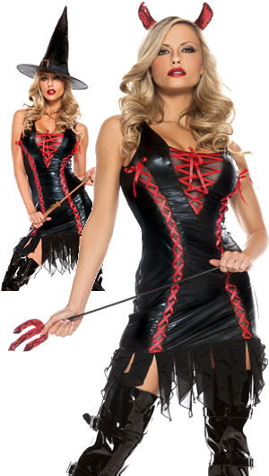 コスチューム LBW981 Devil or Witch Costume 4pc Set