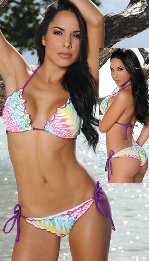 輸入水着 LCRCDK-STR-STS Candykitty Triangle Top and Scallop Scrunch Bottom