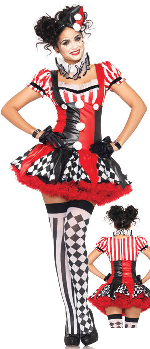 コスチューム LLA83929-8990 4pc Harlequin Clown Costume