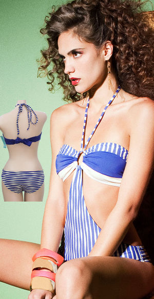 輸入水着 LAG214ASA Blue Stripe One Piece Swimwear