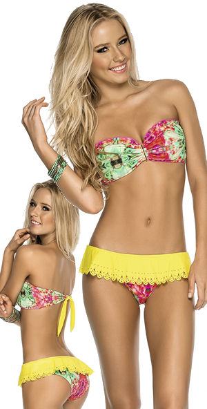 輸入水着 LPH520080-350080 Estrela do Me Bandeau Top and Laser Cut Latin Bottom