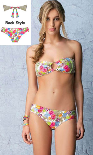 輸入水着 LHAB131 Eluney Floral and Leopard Print Bandeau Bikini