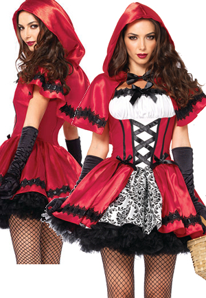 コスチューム LLA85230 Gothic Red Riding Hood Costume 2pc