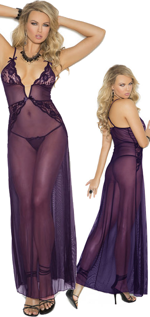 輸入下着 LEM1961 Deep V Mesh Gown and G-string