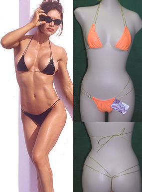 輸入水着 LCK816ST-OR Bright Orange Pleather Dual Strap Microkini