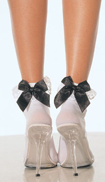 A LLA3029 Nylon Anklet with Ruffle and Satin Bow