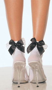 ファッションストッキング LLA3029 Nylon Anklet with Ruffle and Satin Bow