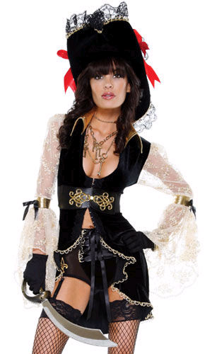 コスチューム LFP557107-997510 Sexy Caribbean Couture Pirate Costume with Hat