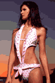 輸入水着 LLA51024 Heart Monokini with Ruffle Trim