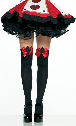 コスプレ衣装 LLA6303 Opaque Thigh Highs with Satin Bow and Applique