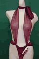 輸入水着 LCK823ST-MM Maroon Mesh Sheer Suspender Slingshot