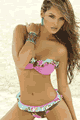 輸入水着 LPHT40353 Pink Rose Bandeau Top and Wide Bottom with Ruffle