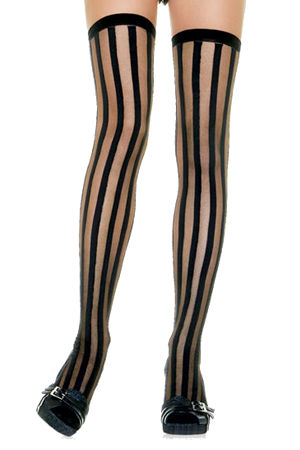 t@bVXgbLO LLA9209 Sheer Stockings with Vertical Stripes
