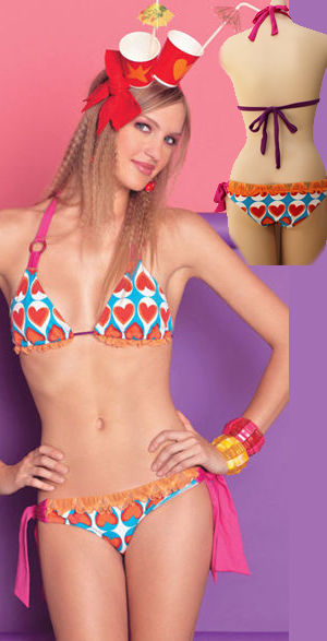 輸入水着 LAGAS021 Heart Print Tie Side Bikini
