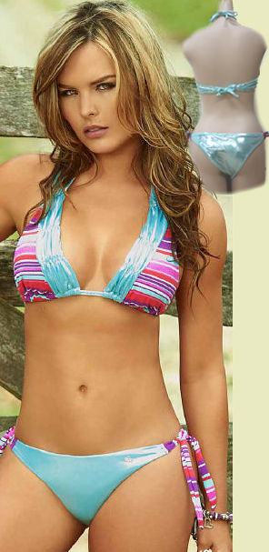 輸入水着 LPHT40614 Blue Metallic Shimmer Halter Top and Latin Bottom