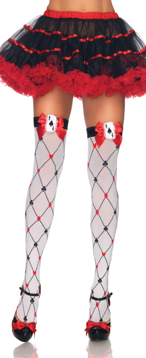 コスチューム LLA6214 Woven Diamond Card Suit Thigh Highs