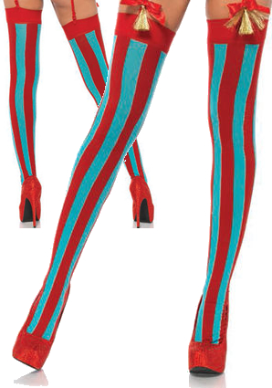 コスチューム LLA6923 Opaque Thigh Highs with Vertical Woven Stripes