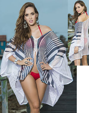 輸入水着 LEP7827 Cover Up and Stripe Mesh Beach Dress