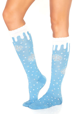 コスチューム LLA5613 Lurex Snowflake Knee High Socks