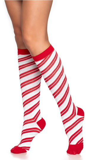 コスチューム LLA5616 Candy Cane Lurex Knee Socks