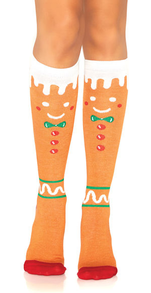 コスチューム LLA5611 Gingerbread Man Knee High Socks